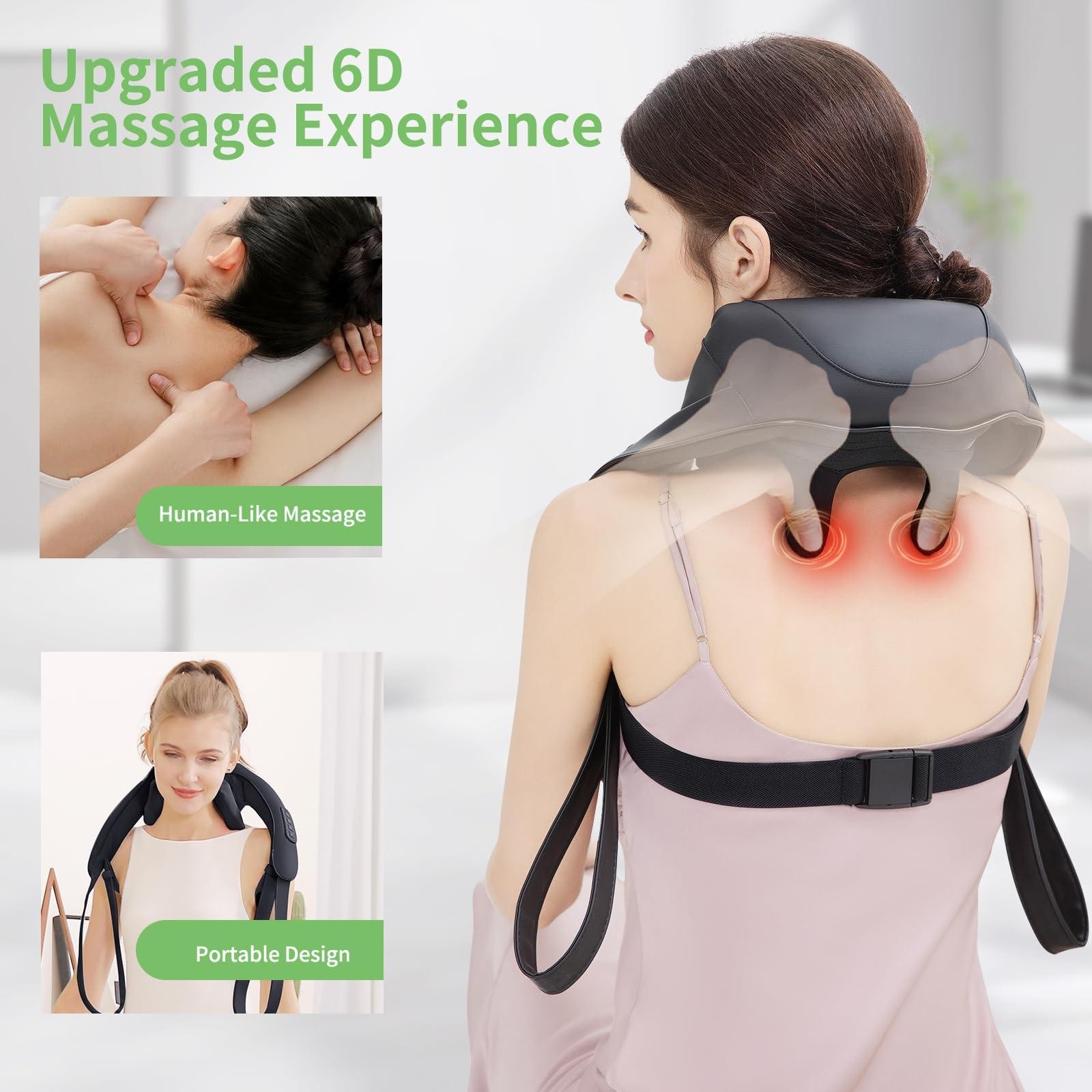 MASGRE Shiatsu Neck and Back Massager with Heat, Upgraded 2600mAh Cordless Shoul
