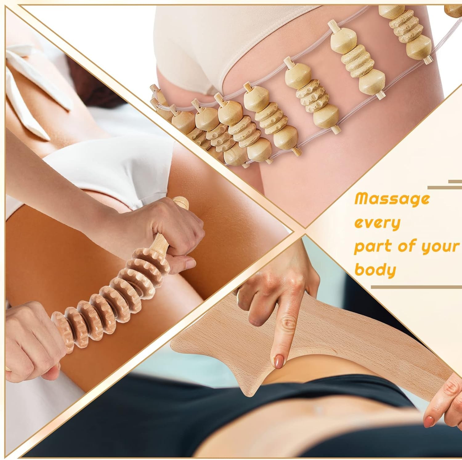 16-in-1 Wood Therapy Massage Tools Set Body Sculpting Lymphatic Drainage