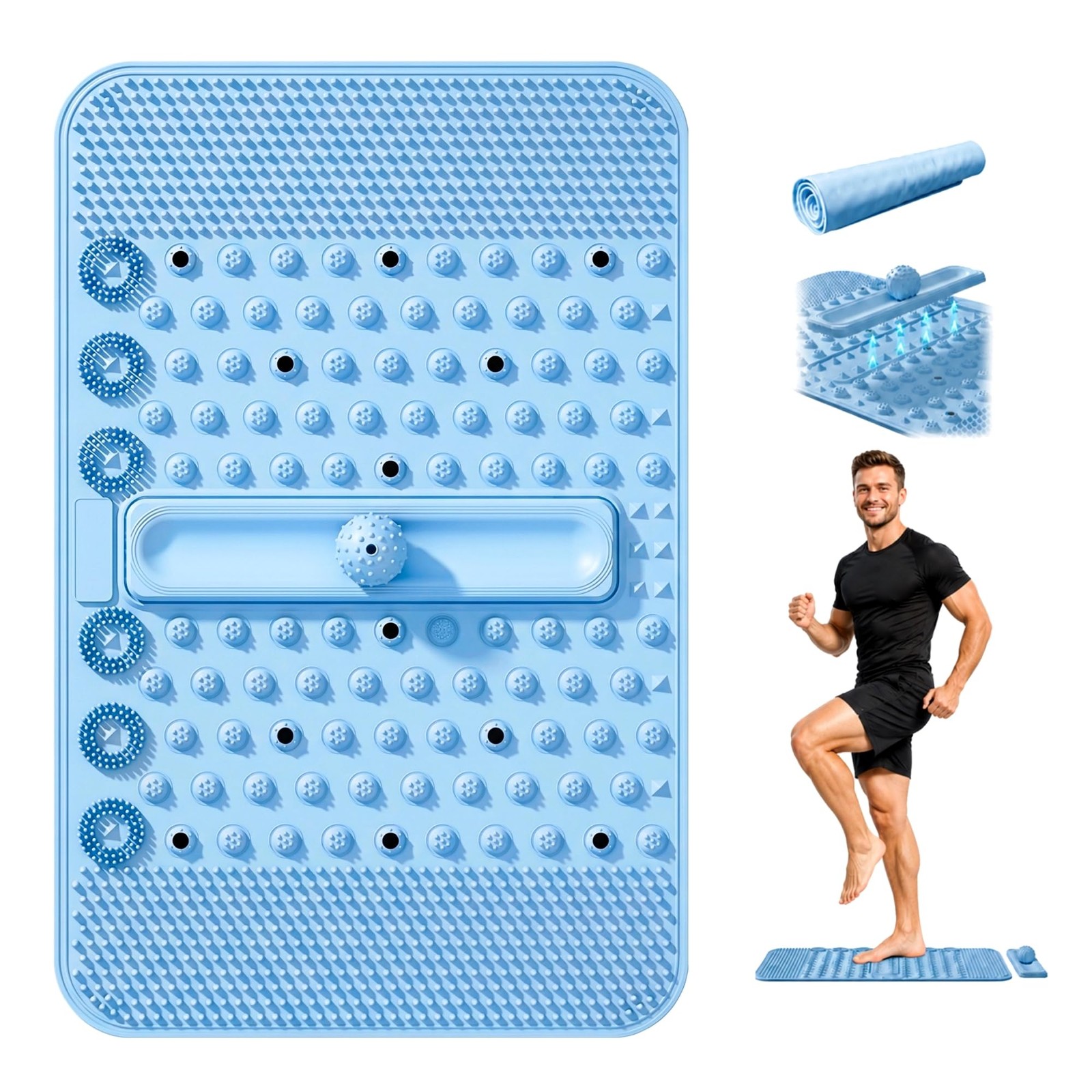 Soft TPR Foot Massage Mat with Removable Ball & 12 Magnets, Extra Large Refle…