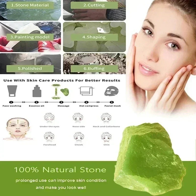 Natural Jade Roller Face Gua Sha Natural Stone Body Neck Massager Acupoint Eye C