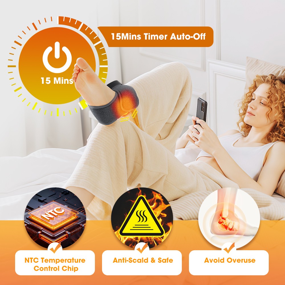 Electric Foot Ankle Massager Pain Relief 4 Modes Vibration Infrared Hot Compress