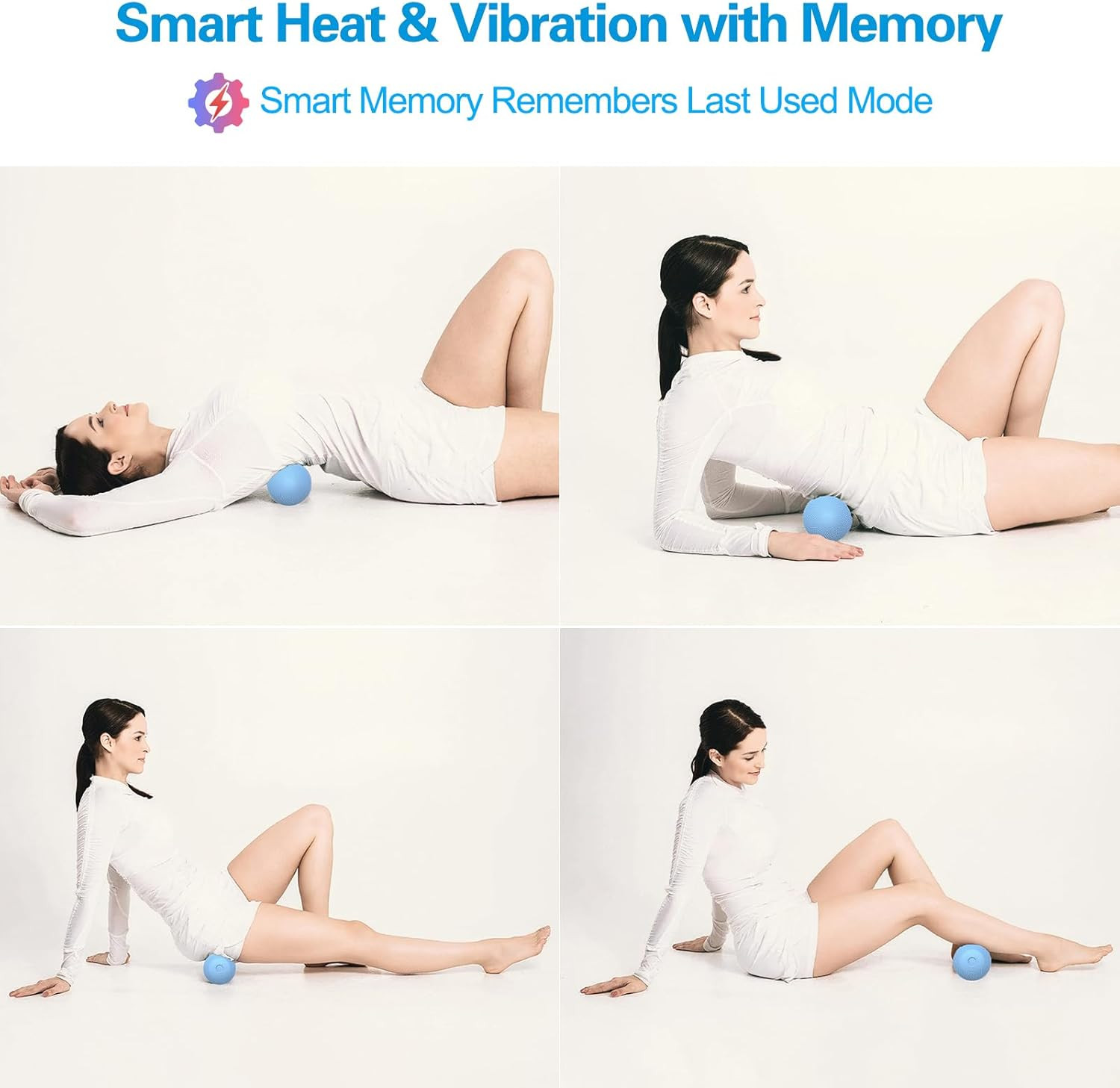 Vibrating Massage Ball with Heat, 7 Modes, Memory, Myofascial Release, Deep Tiss