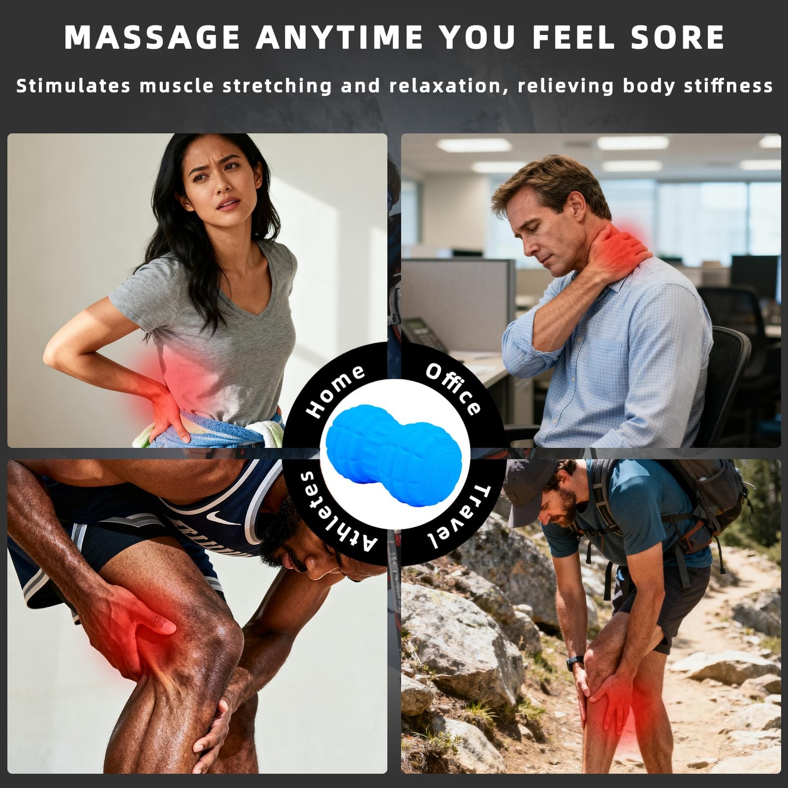 Vibrating Peanut Massage Ball – Back, Neck, Hip, Calf, Leg & Foot Muscle Roll…