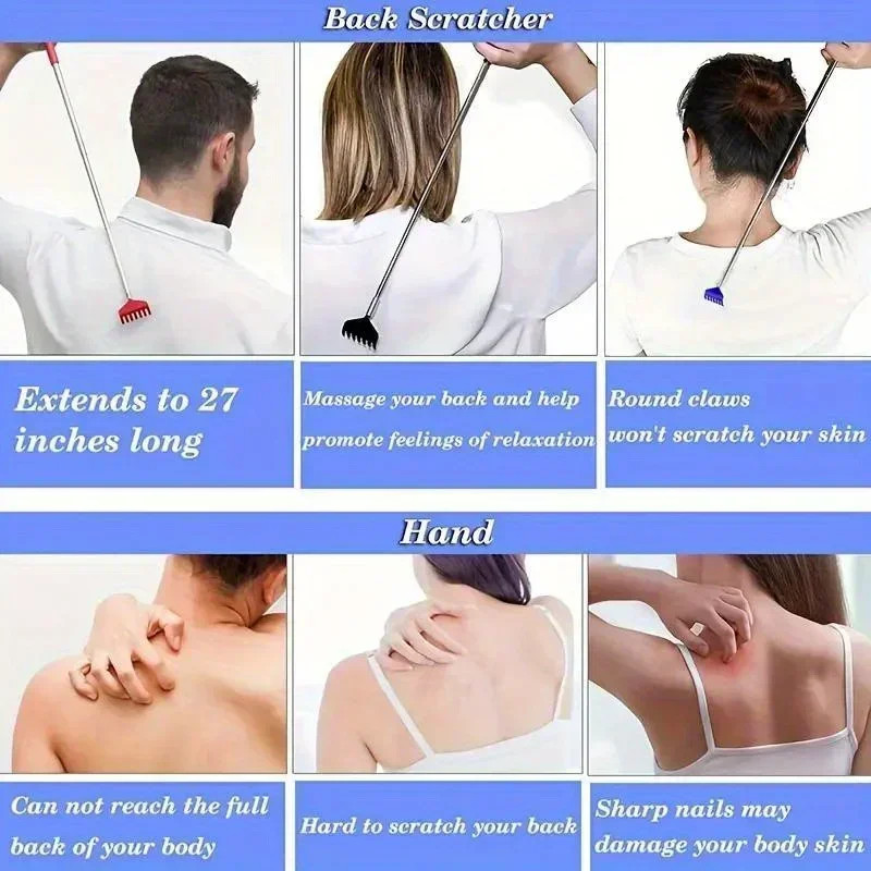 1 Pack Portable Extendable Back Scratcher Stainless Steel Telescoping Back