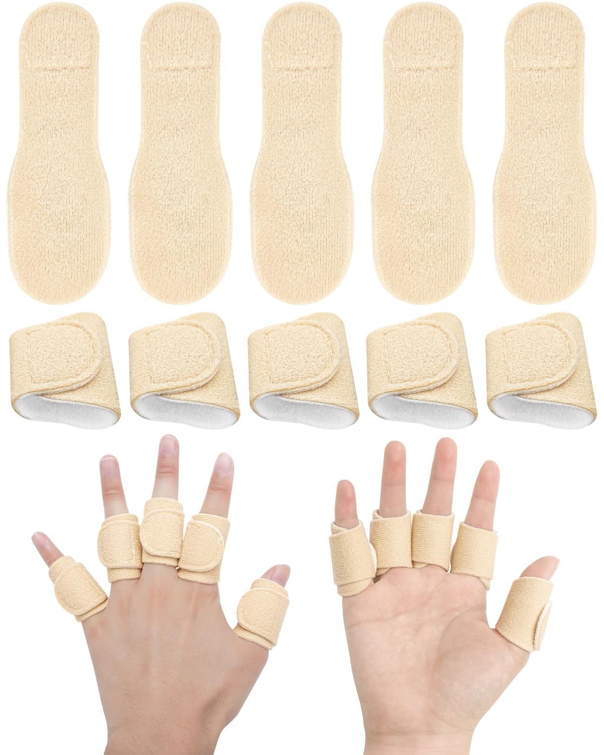 Uwbettry 10pcs Castor Oil Pack Wrap for Fingers, Reusable Khaki