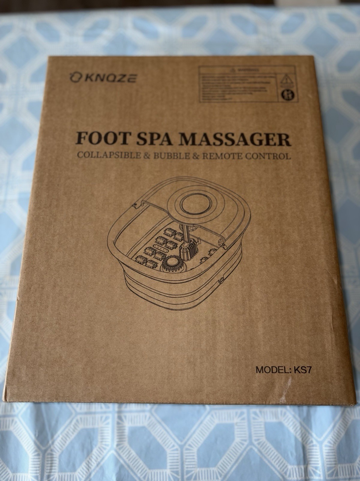 KNQZE Collapsible Foot Spa Massager with Heat Bubble and Remote Control Blue