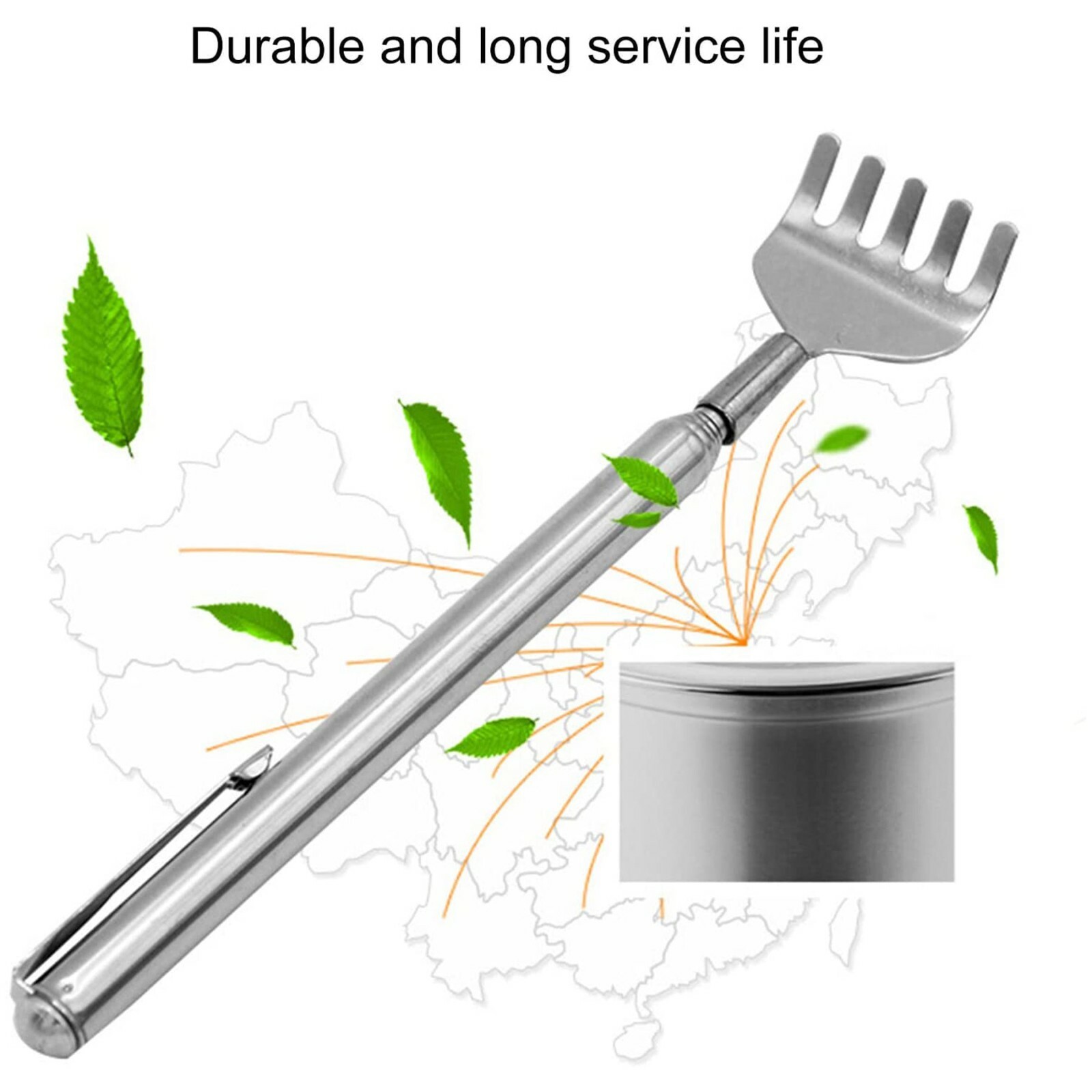 Metal Stainless Steel Back Scratcher Telescopic Extendable Claw Extender QW US