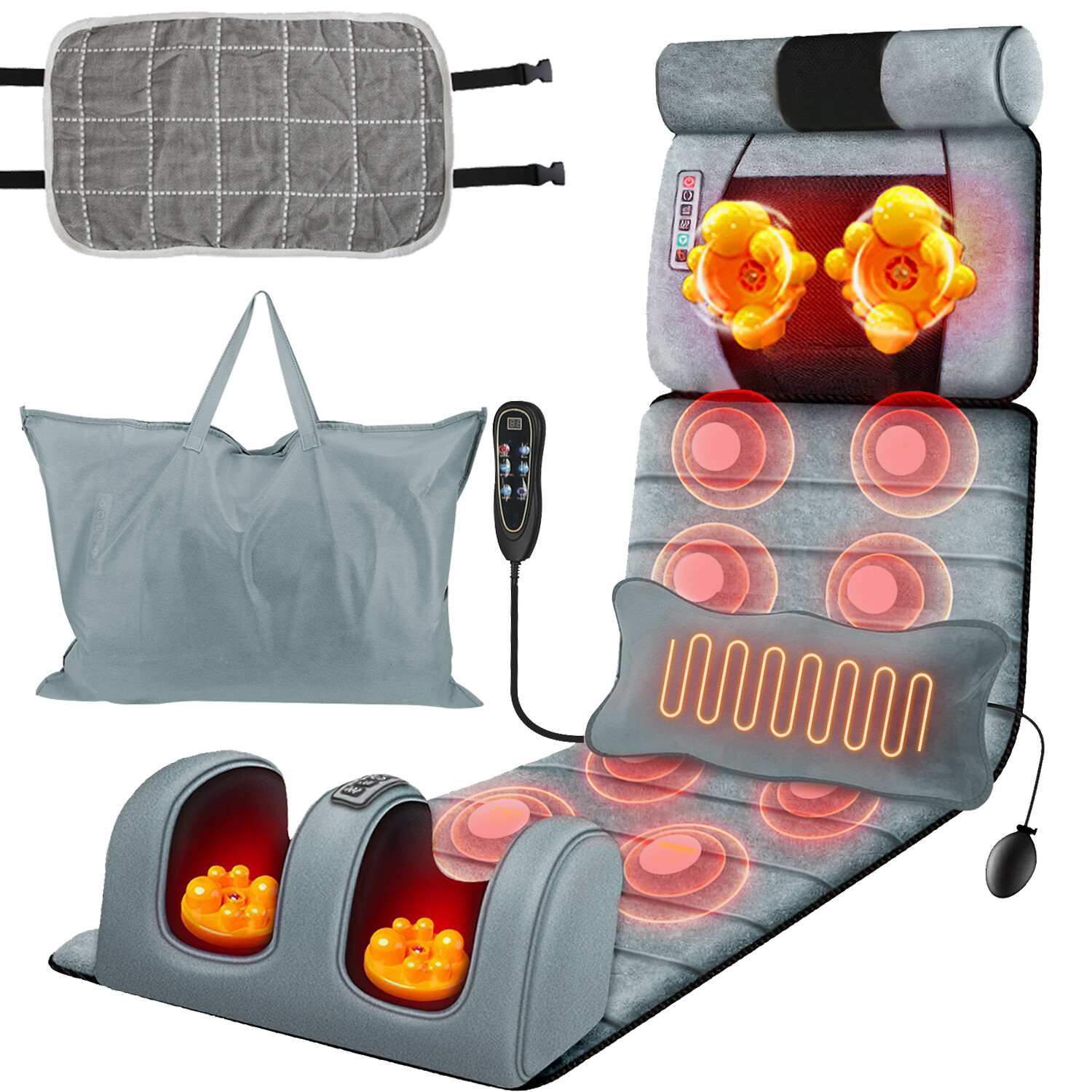 Full Body Massage Mat with Heat & Movable Neck Back Massager Pillow Perfect Gift