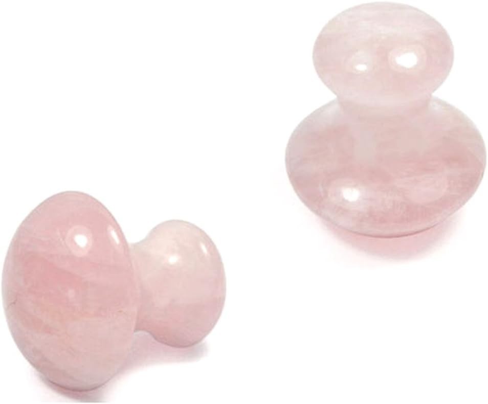 Mushroom Gua Sha Massage Tools – 2 Rose Quartz Stones for Skin & Body Care