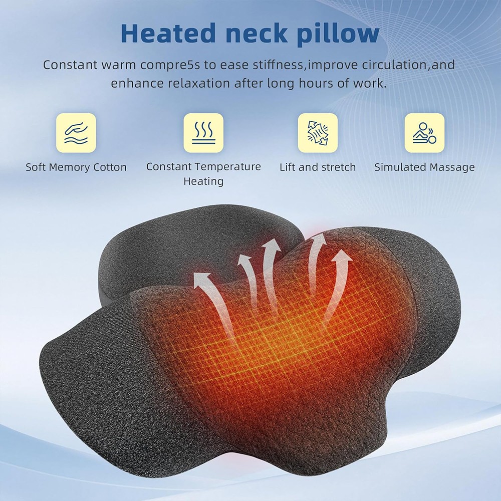 3 in 1 Electric Neck Massager Pillow, Therapy Pillow Traction Massager with Heat
