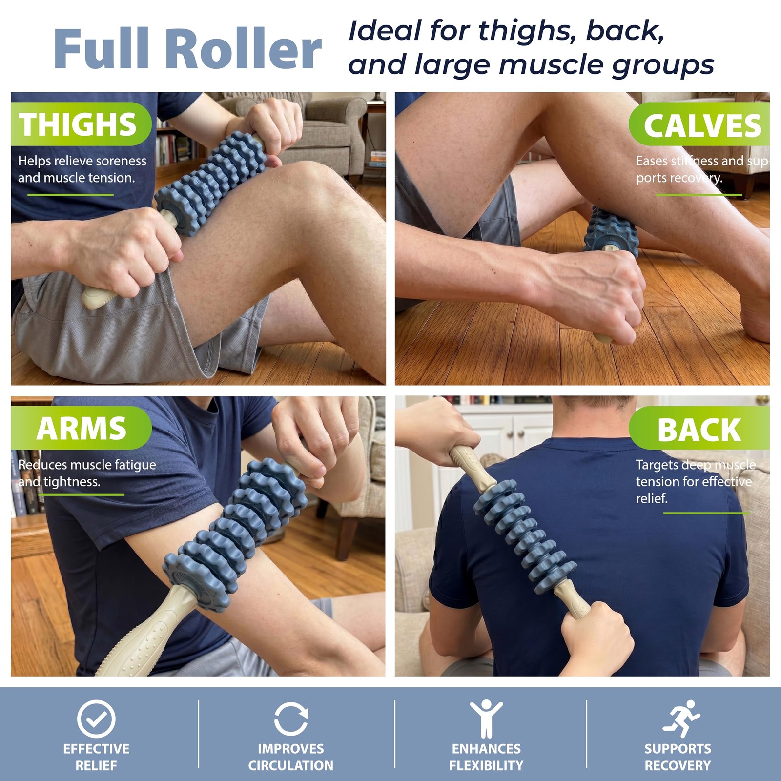 ONIPAX 3-in-1 Muscle Roller Stick, Manual Massage Tool with 8 Adjustable Gear…