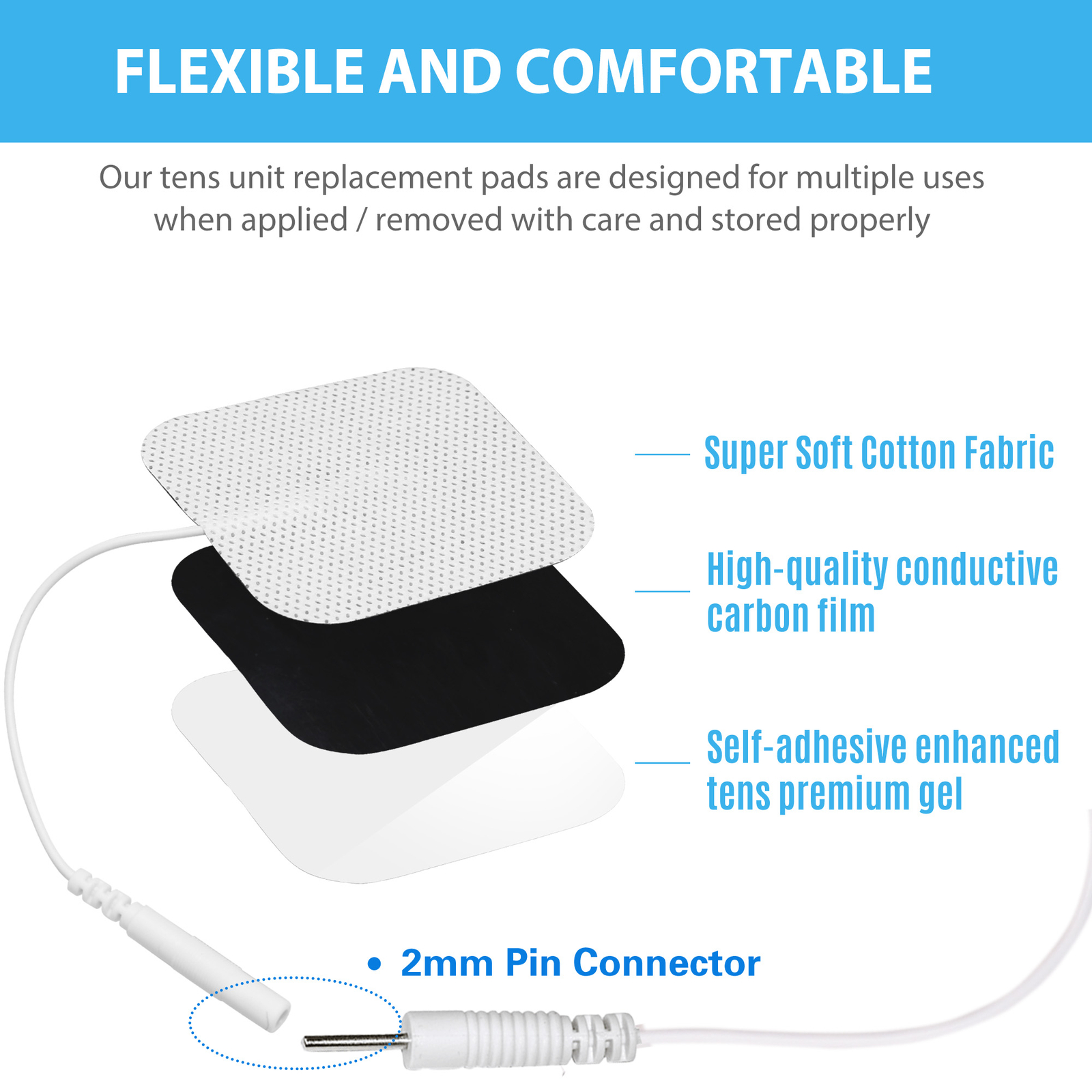For 40PCS Unit Pads 2″X2″ Replacement Pads Electrode Patches for Electrotherapy