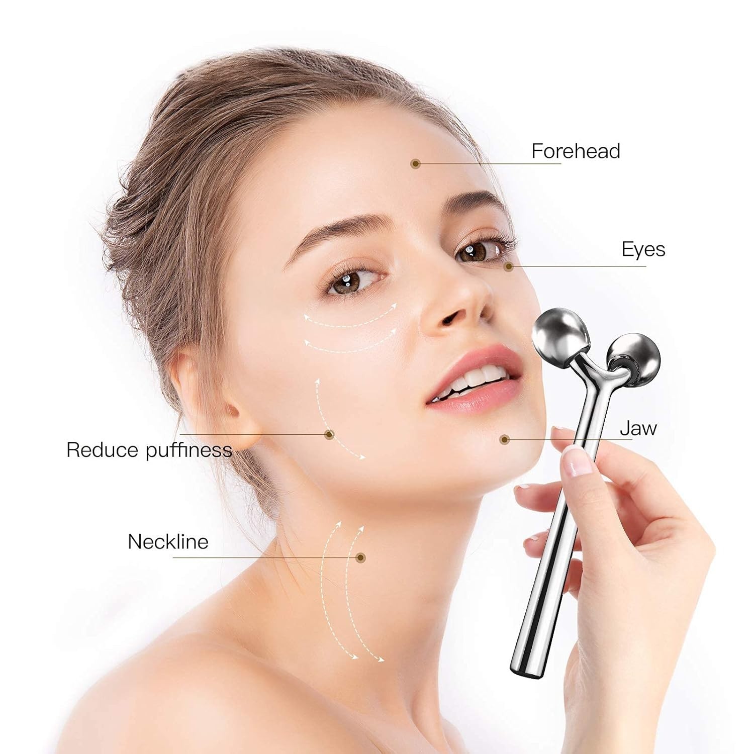 Ergonomic 3D Roller Massager: Reduce Puffiness & Lift Your Face Effortlessly