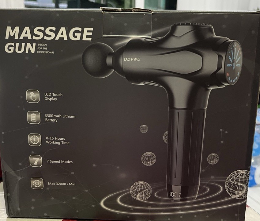 DDVWU Massage Gun Black LCD Touch Display 7 Speed Modes Percussion Rechargeable