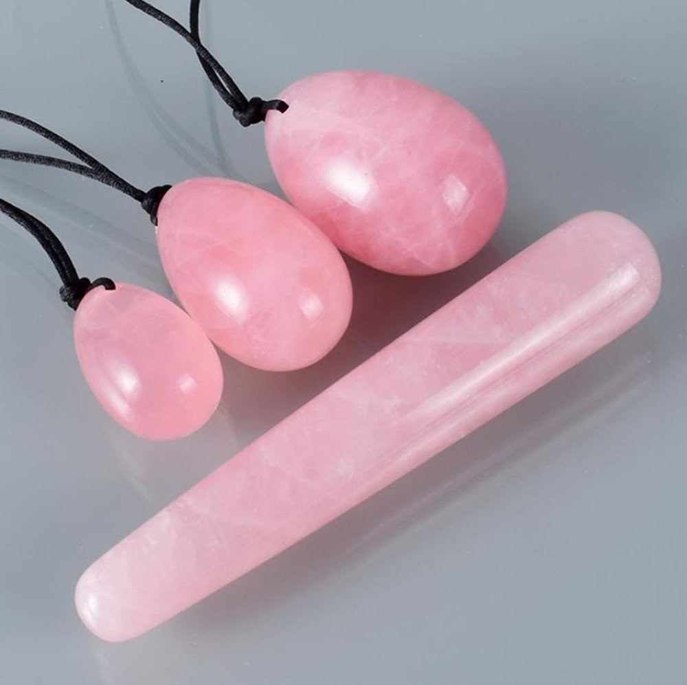 4Pcs Set Jade Yoni Eggs Stick,3 Pcs Drilled Natural Rose Quartz Crystal Jade …