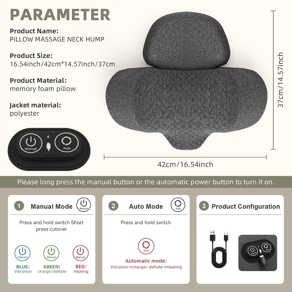 3 in 1 Electric Neck Massager Pillow, Therapy Pillow Traction Massager with Heat