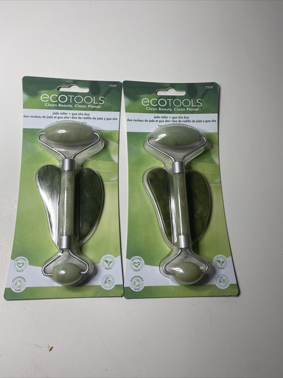 Gua Sha Jade Roller Lot of 2 Duo Beauty Facial Set Face Neck Massager