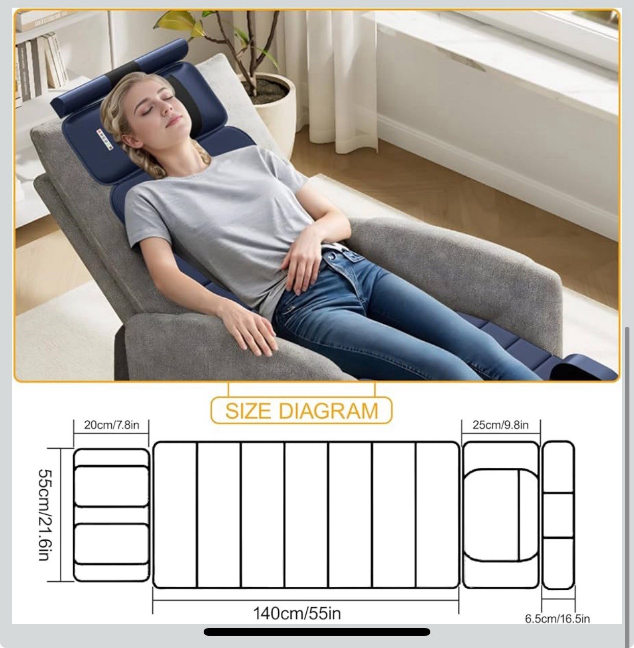 Luxury Full Body Head To Foot Massage Shiatsu Mat Pad w/ Heat, Vibration 70”x21”