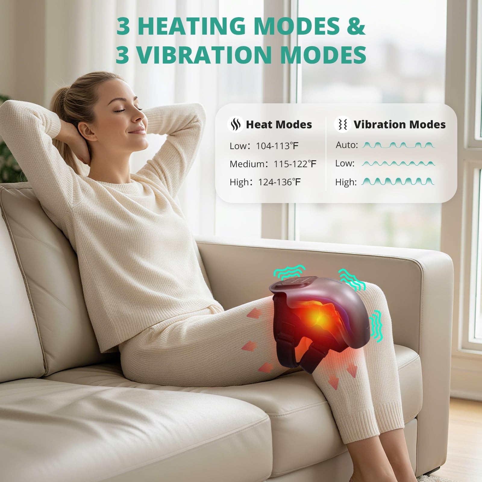 Medcursor Knee Massager with Heat, Cordless Heated Knee Massage for Pain Reli…
