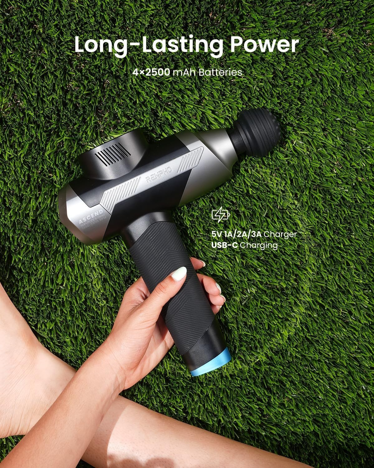 Customized Muscle Therapy: Ascend Massage Gun with LCD Display & 5 Attachments