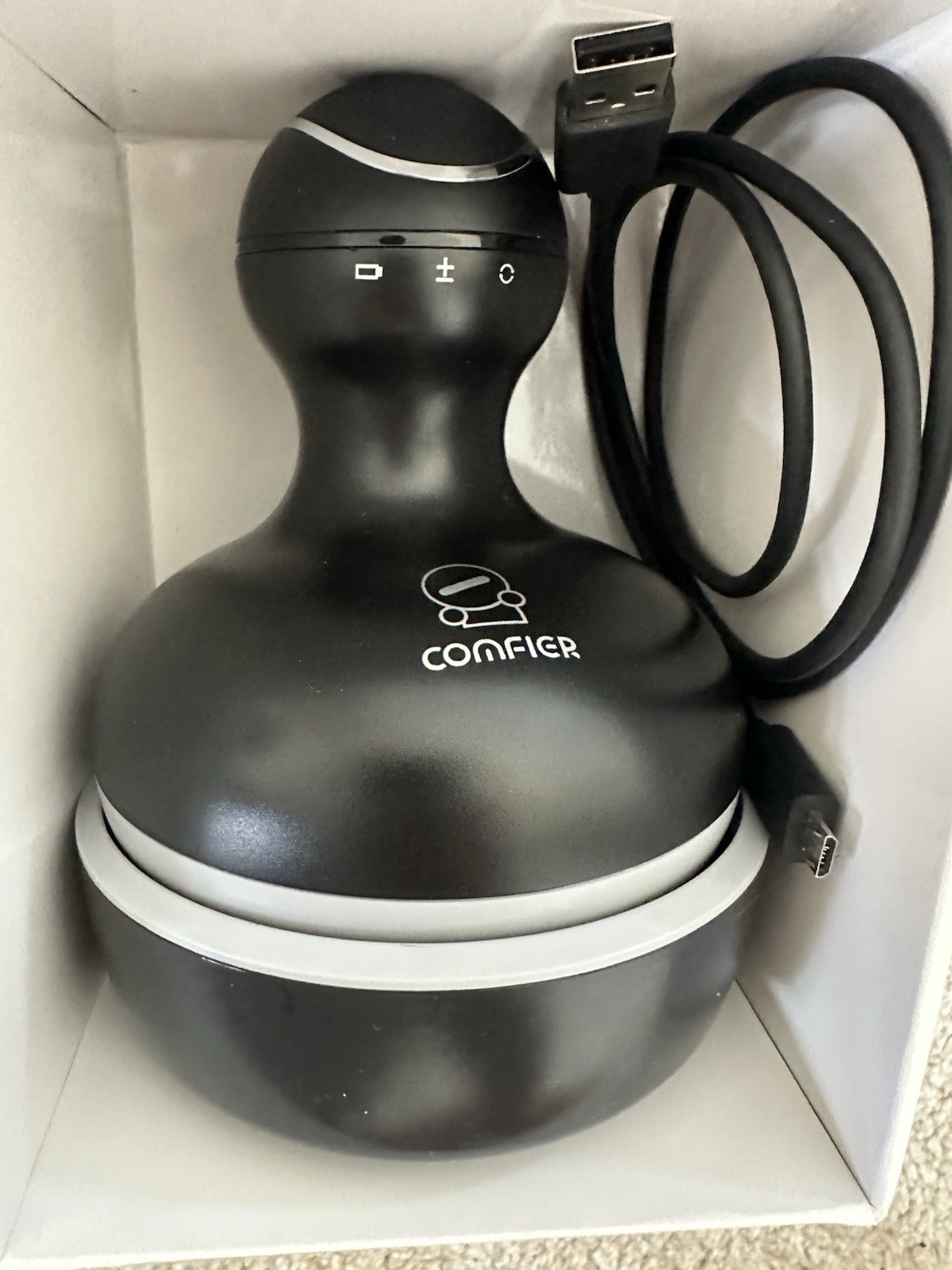 Comfier CF-4902BLK Cordless Handheld Full Body Massager Black/Gray USB Charging