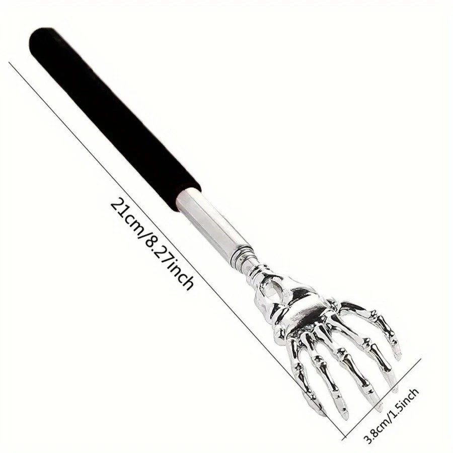silvery Telescopic Back Scratcher, Portable Extendable Stainless Steel Scratcher