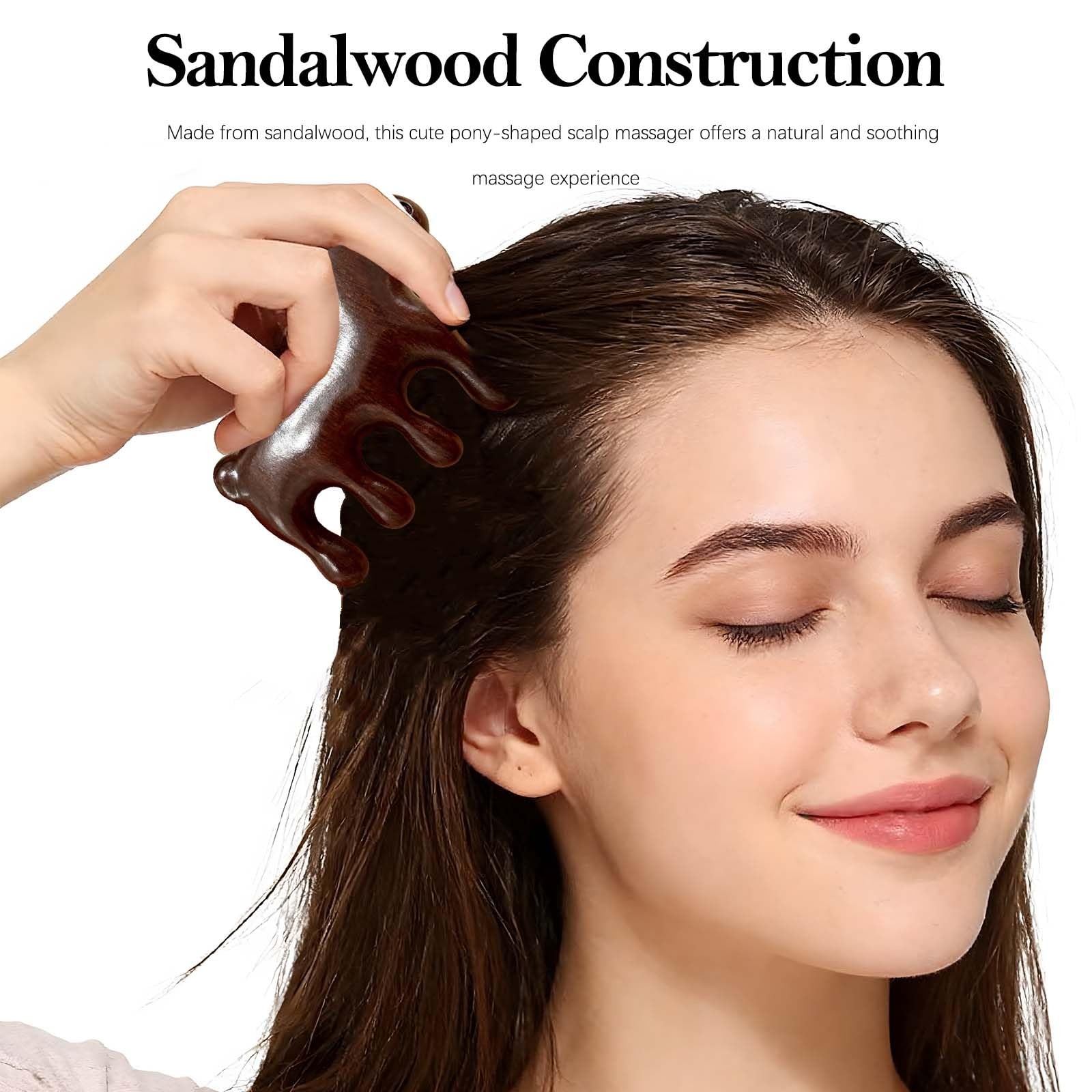 NWIUREN Sandalwood Cute Pony Scalp Massager | Wooden Massage Brush for Head, …