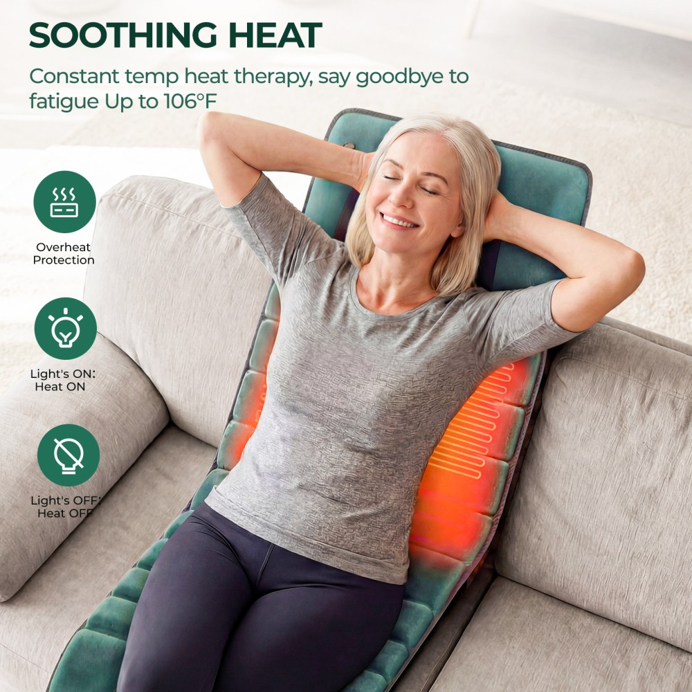 Full Body Massage Mat with Heat, Detachable Massager Pad 10 Vibrating Motors