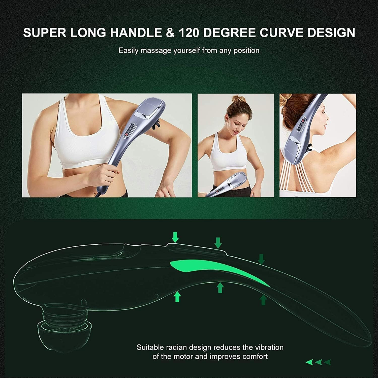 MEGAWISE Handheld Back Massager | Deep Tissue Percussion Massage for Back, Neck,