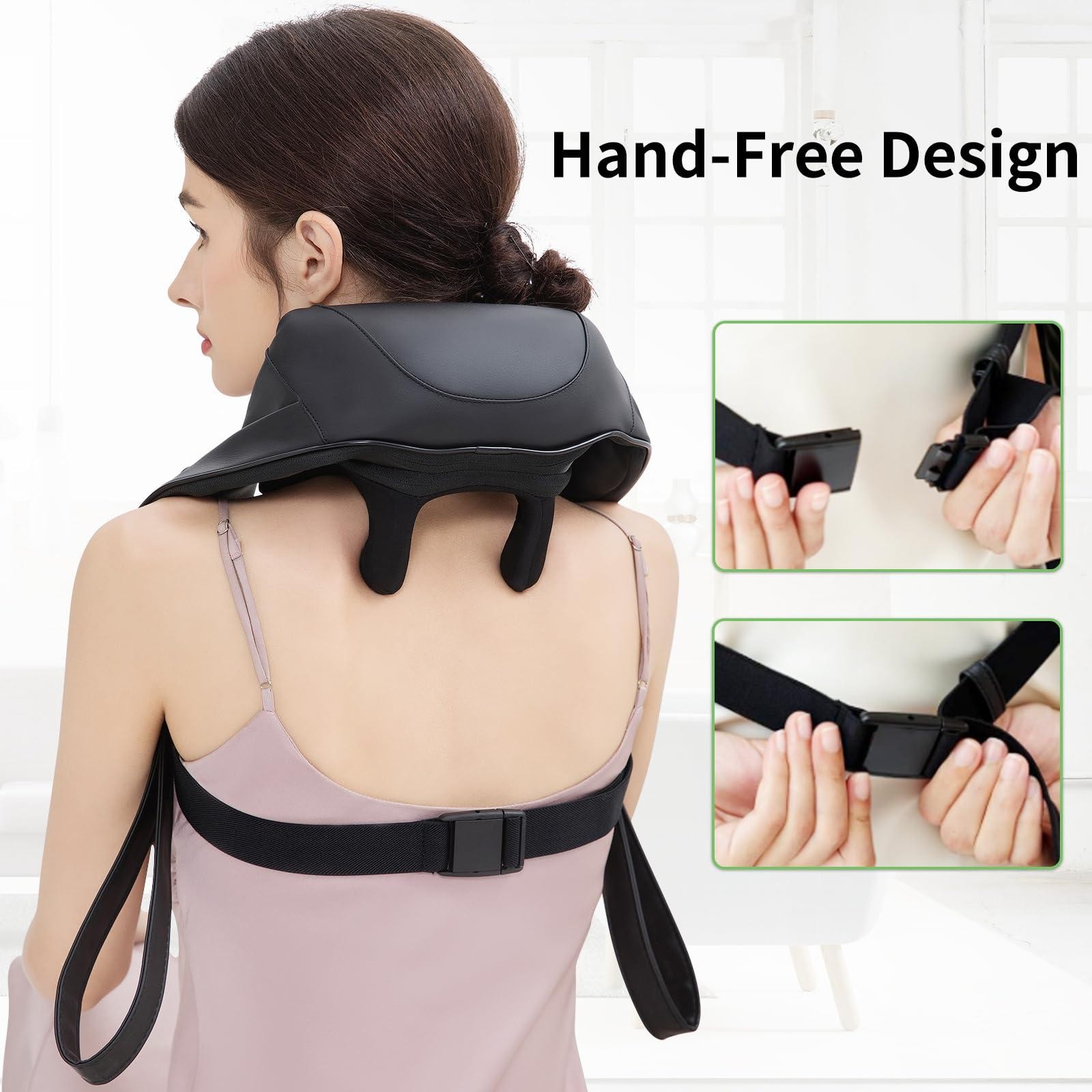 MASGRE Shiatsu Neck and Back Massager with Heat, Upgraded 2600mAh Cordless Shoul