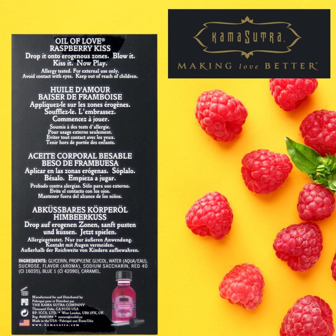 Oil of Love Raspberry Kiss – .75 fl oz – Kissable Warming Body Topping for Or…