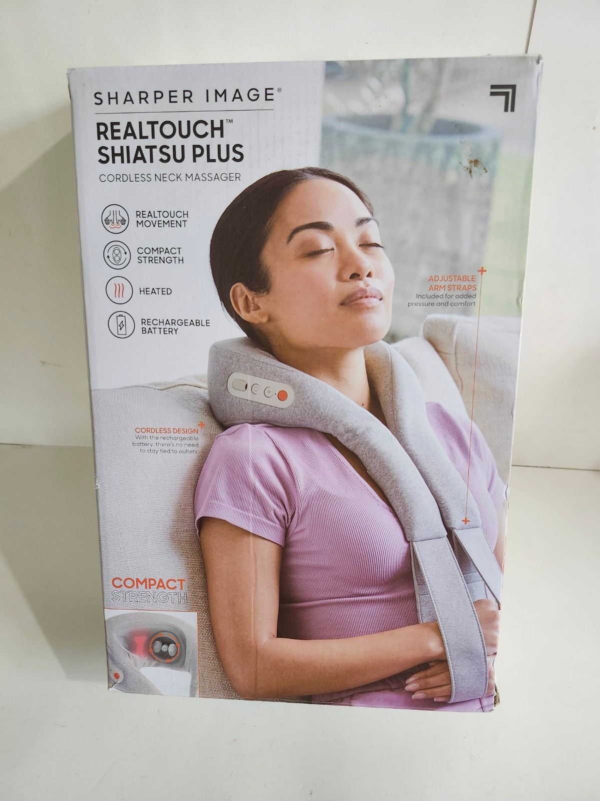 Sharper Image – Realtouch Shiatsu Plus Cordless Neck Massager – Gray (1016968)
