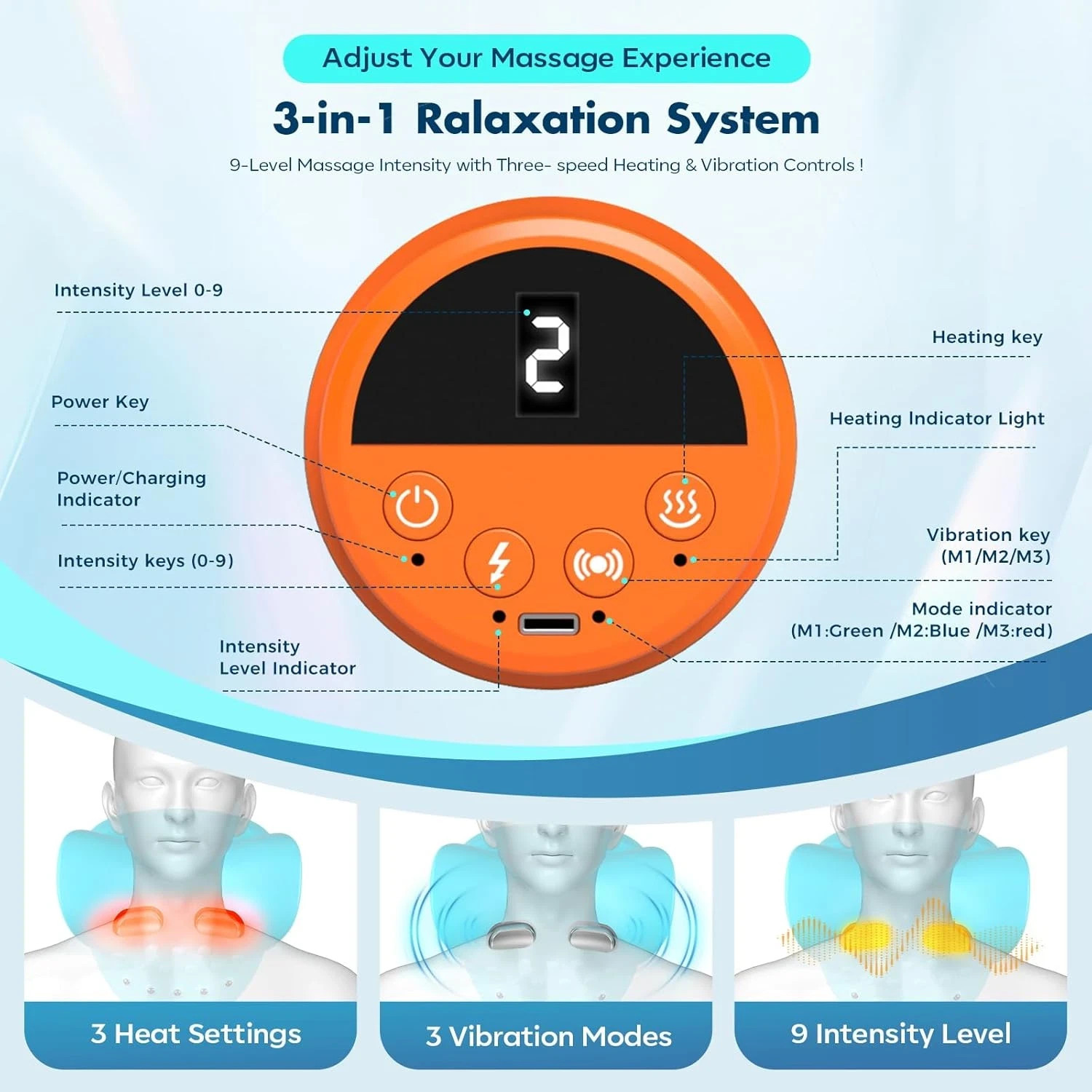 2026 Neck Massager 4-In-1 with Deep Tissue 3D Kneading & Soothing Heat – Portabl