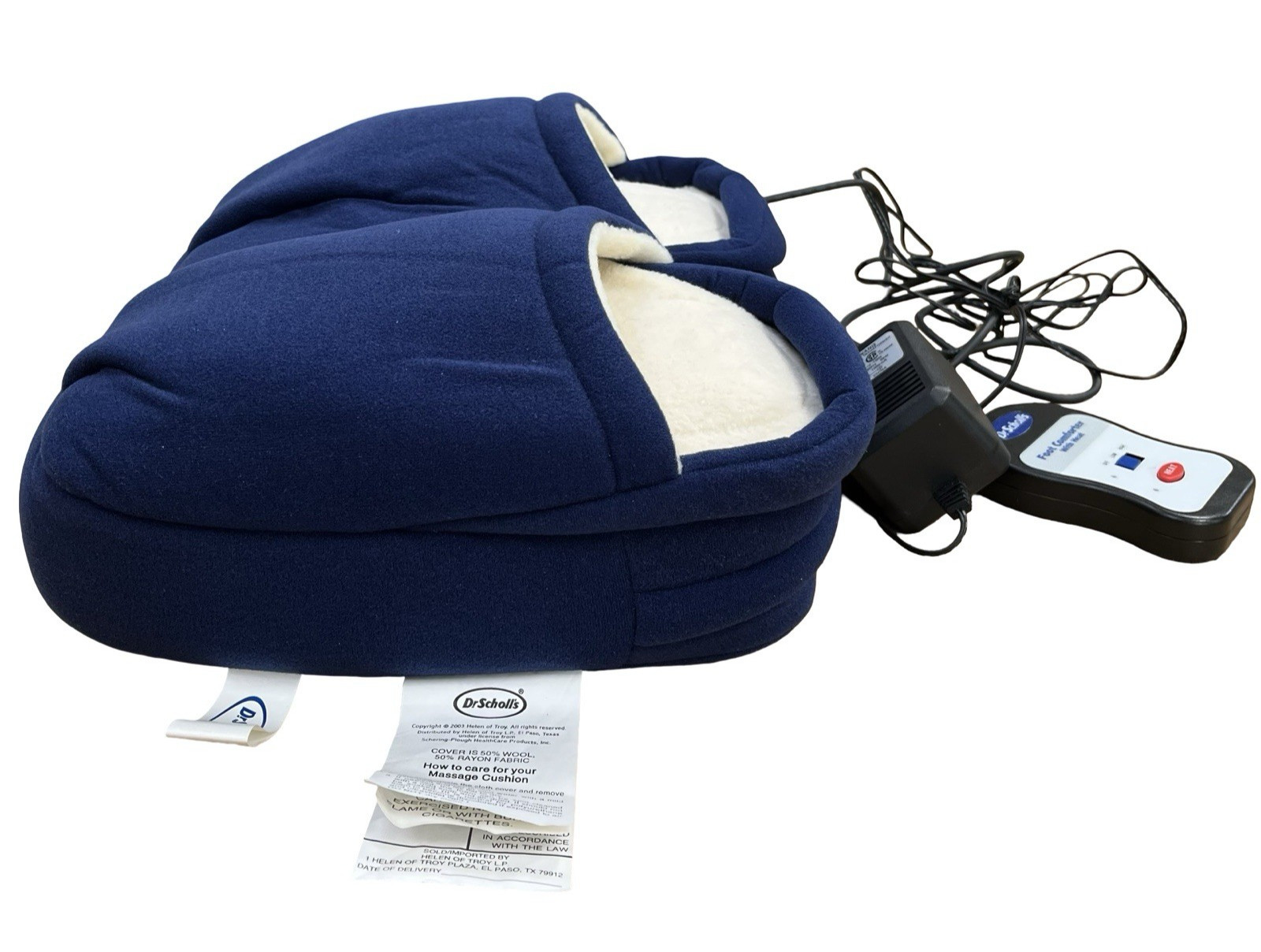 Dr Scholls Electric Foot Massager Heat Blue Slipper Soft Fabric DR2162 Tested