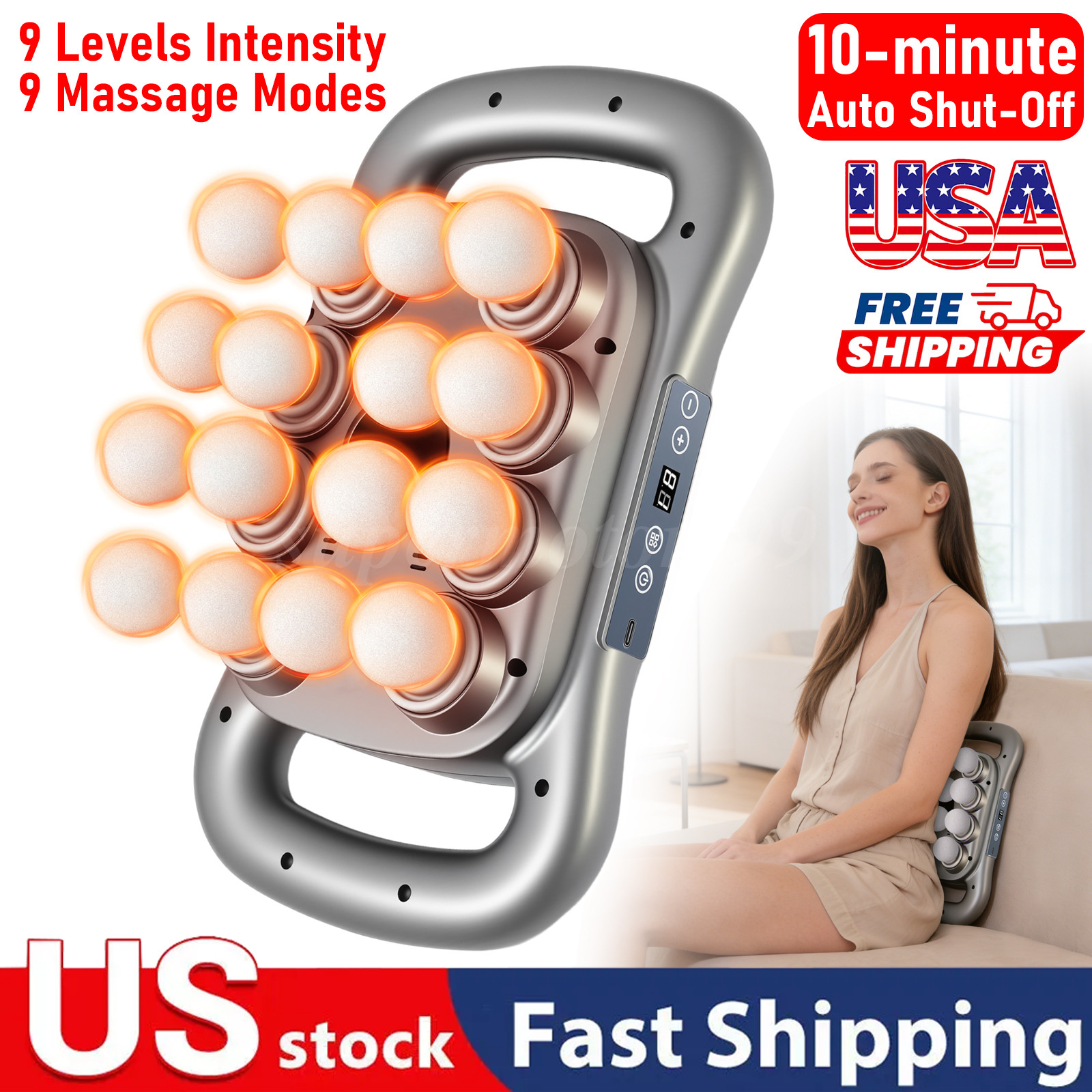 16 Head Massage Gun Deep Tissue Massager 9 Modes 9 Speed Levels Muscle Relax NEW
