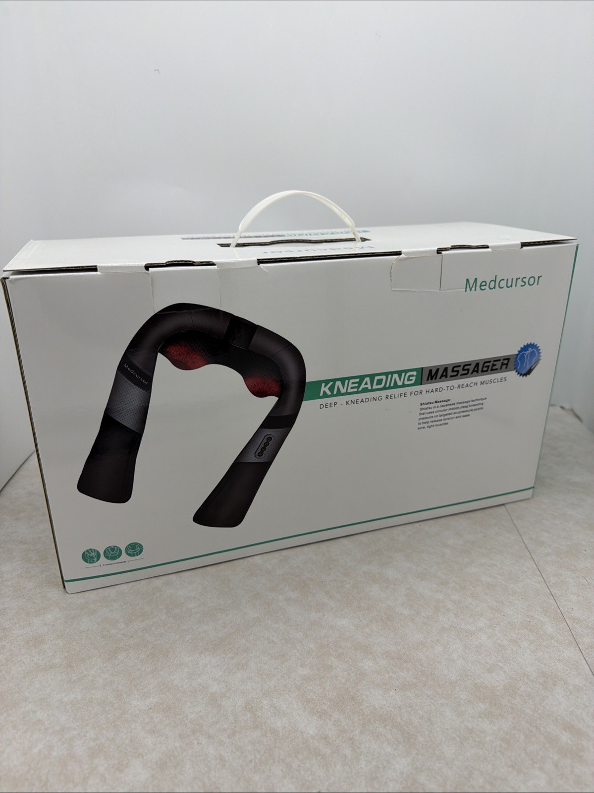 Medcursor Heated Neck Shoulder Massager Deep Tissue 8 Hds Power Cord Car Adapter