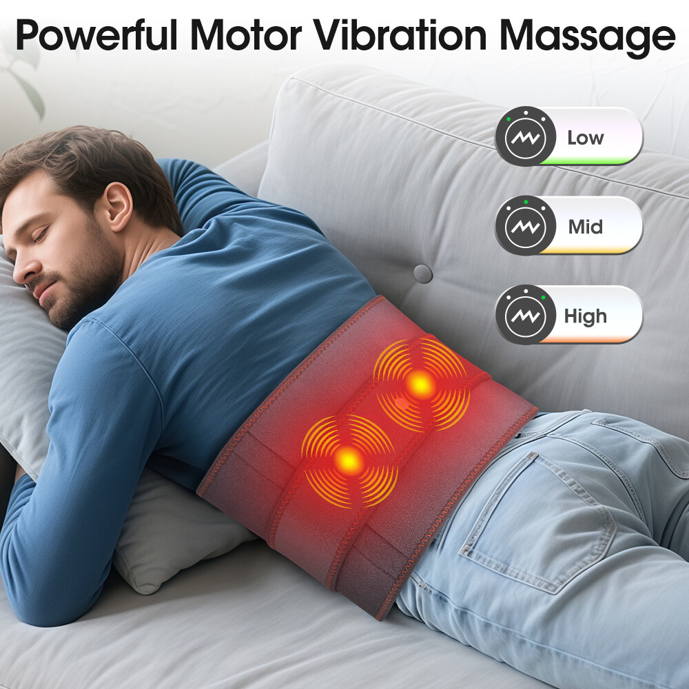 Electric Dual Infrared Light Heat Back Massager Waist Brace Lumbar Support Belt