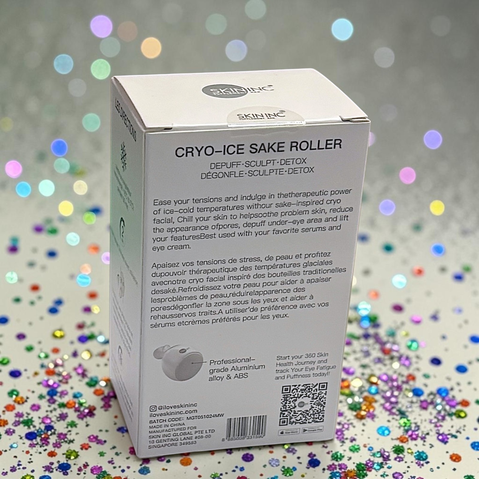Skin Inc Cryo-Ice Sake Roller Blush Edition Face Cooling Massager Pink