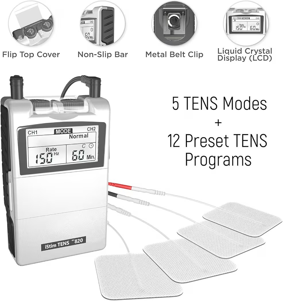 Tens Unit EMS Stim Massager IStim EV820 With 8 Electrodes For Pain Management