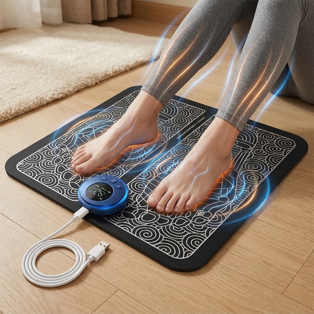 Electric EMS Foot Massager Mat USB Rechargeable 8 Modes 19 Levels
