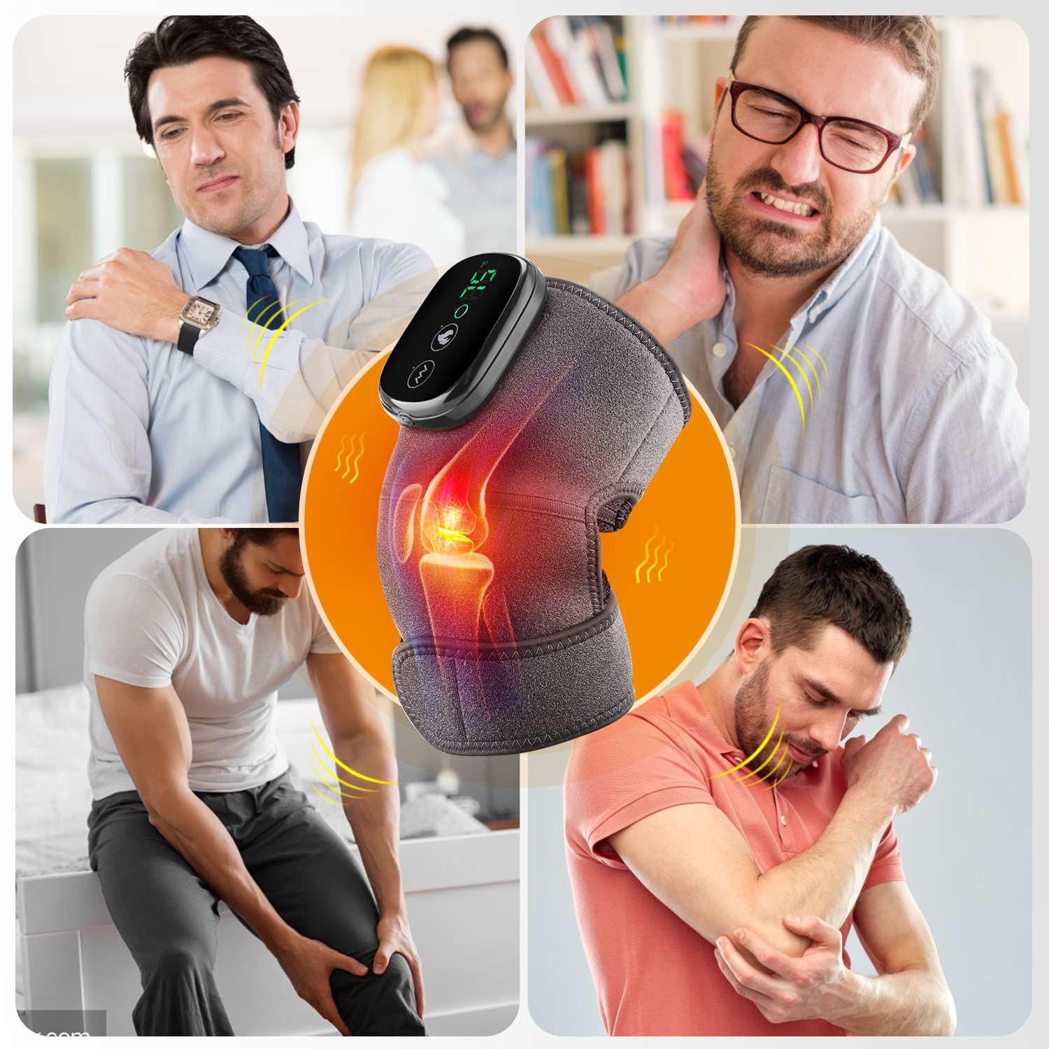 Electric Heated Shoulder & Knee Massager w/ Vibration Therapy Joint Pain Relief