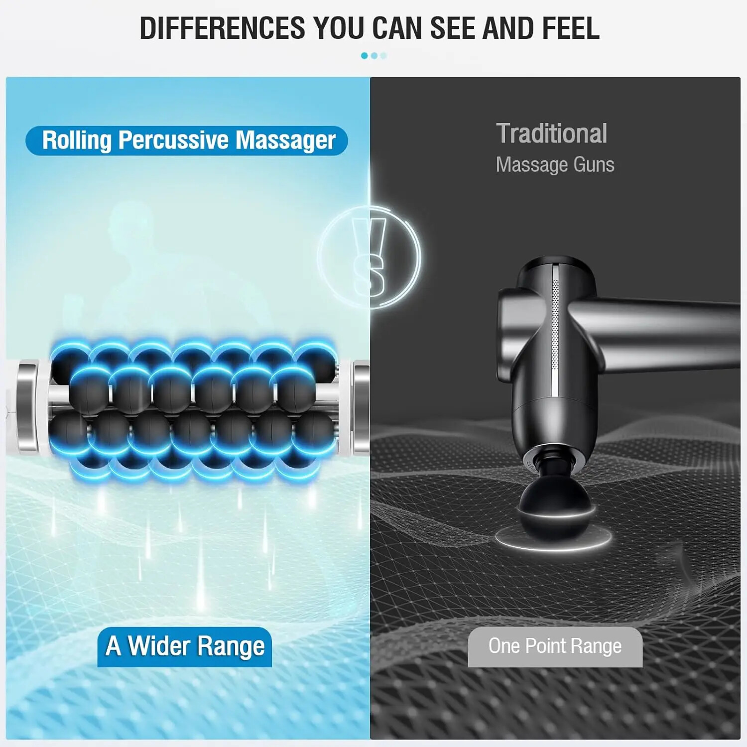 1x Silver Electric Rolling Vibration Massage Stick Muscle Relaxing Tool Home Use