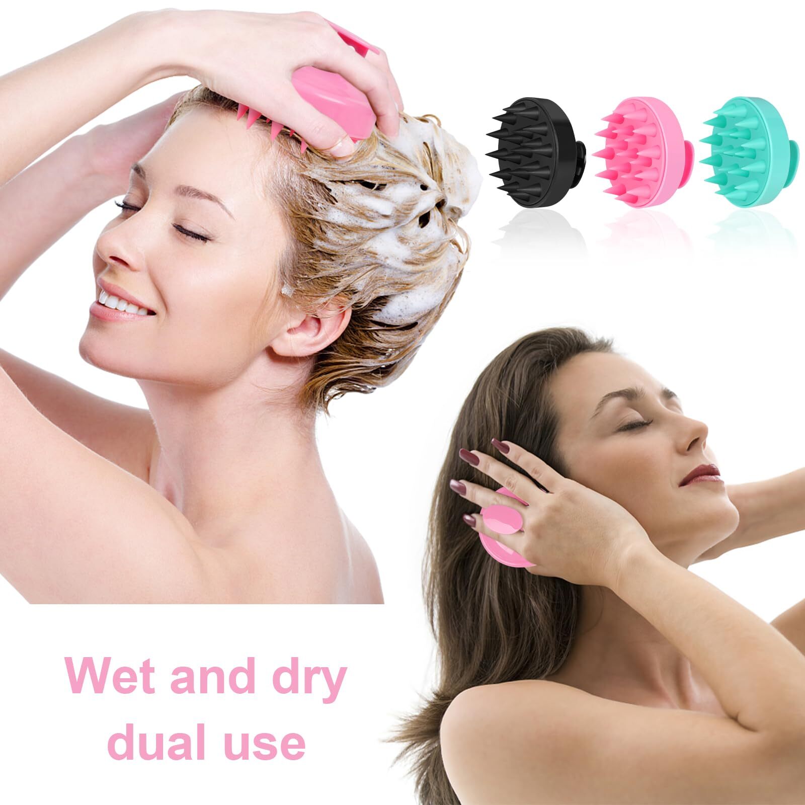 Scalp Massager 3 Pack Shampoo Brush Hair Scrubber for Exfoliation Soft…