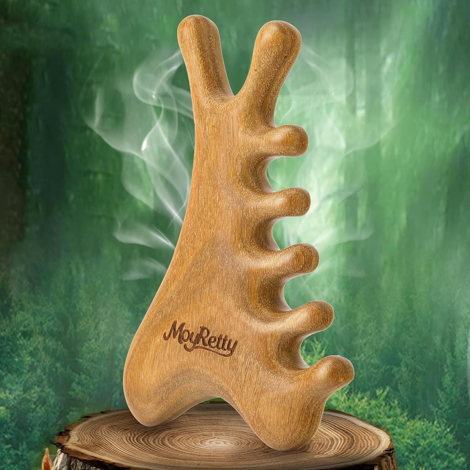 MoyRetty Green Sandalwood Gua Sha Facial Tool(4-in-1),