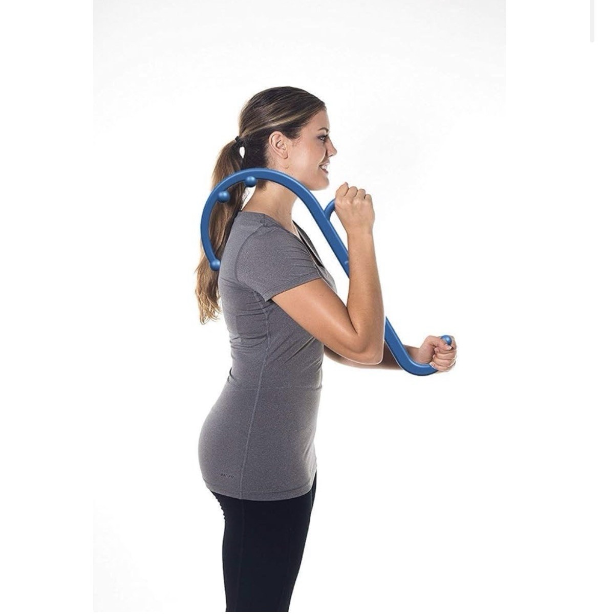 LiBa Trigger Point Massager Manual Ergonomic Fiberglass 6 Heads Back Neck Blue