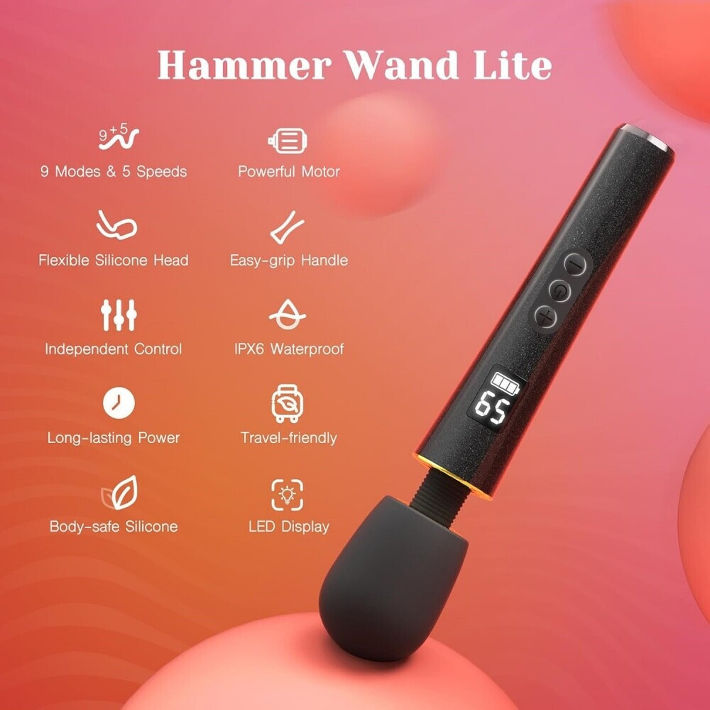 9 Speed Rechargeable Massage Wand LED Display 8000 RPM for Full Body Pain Relief