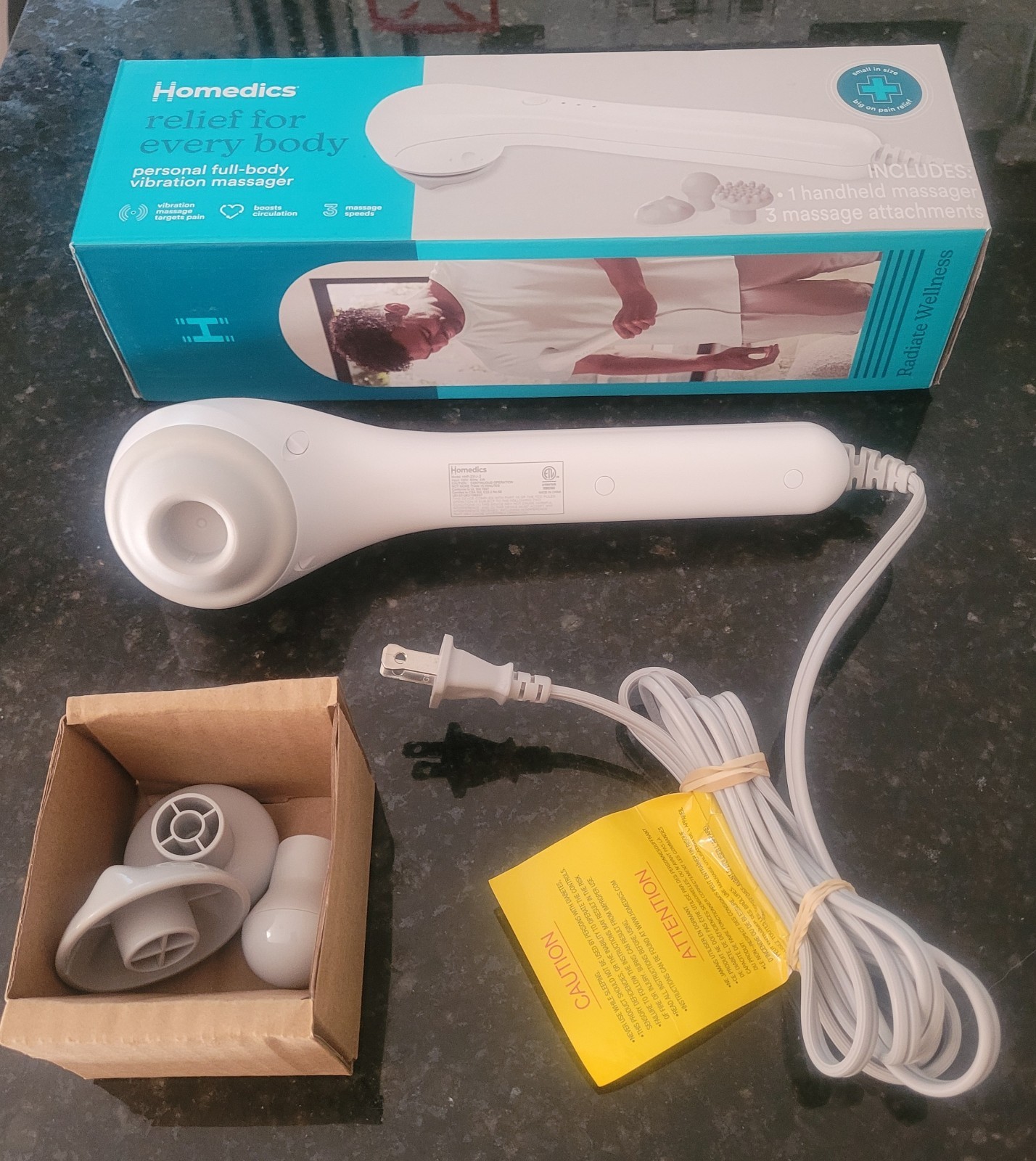 Homedics Personal Full Body Vibration Massager Electric 3 Speeds& AttachmentsAAB