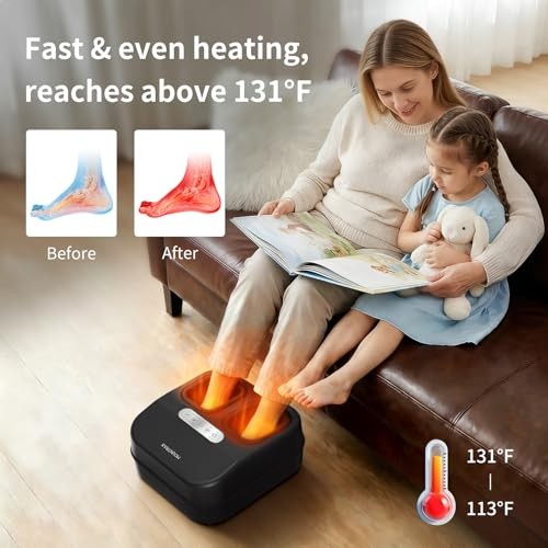 Foot Massager with Heat for Neuropathy, 2026 Upgraded, Deep Kneading Black-2