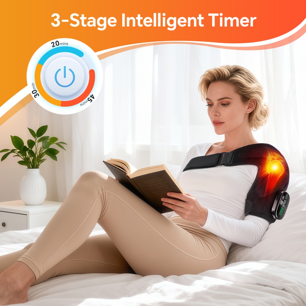 Portable Shoulder Heating Pad Heated Shoulder Wrap Vibration Massager Heated