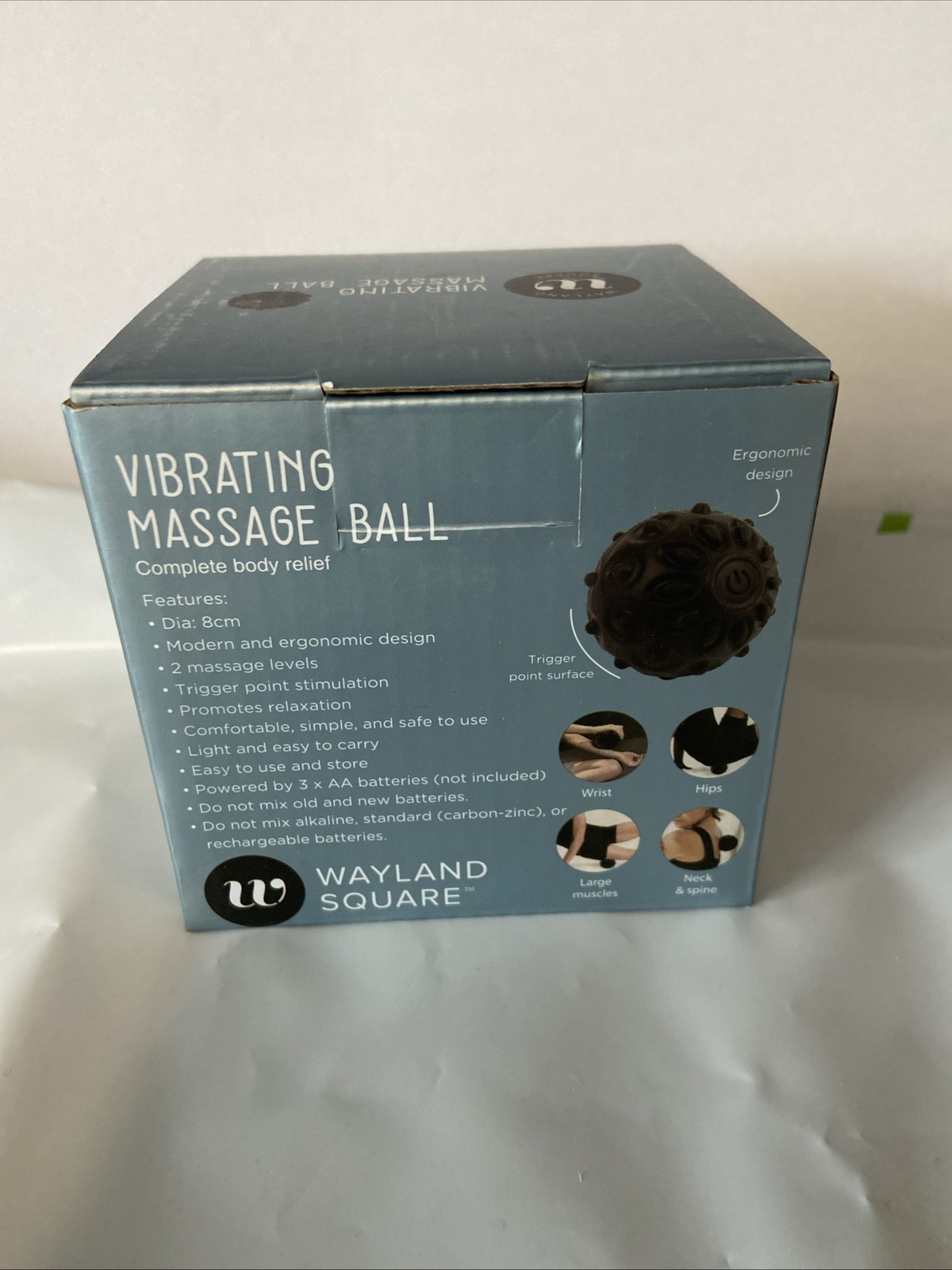Wayland Square Vibrating Massage Ball Black- 2 Speeds, Trigger Point Surface NEW